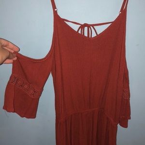 Rust/orange romper w/ shoulder cut-outs